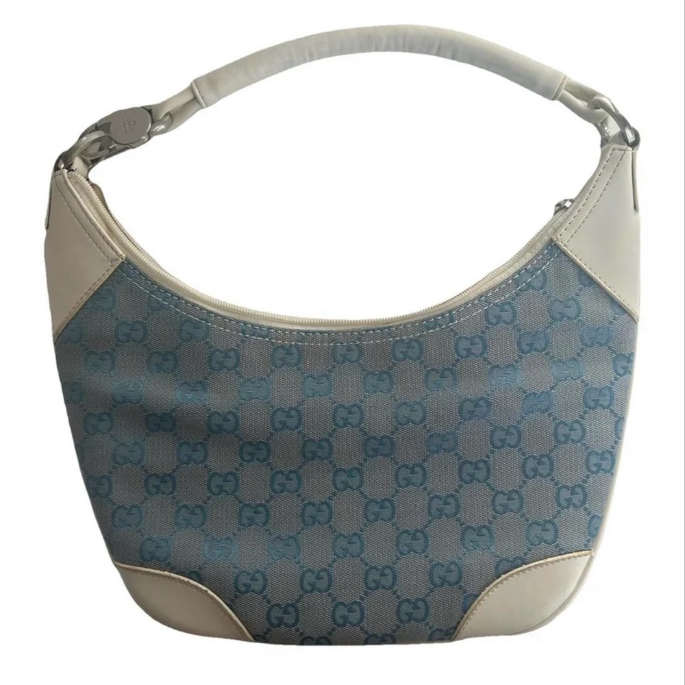 Light Blue Gucci Canvas Hobo Bag